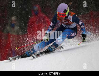 Krasnaya Polyana, Russia. 18th Feb, 2014. Resi Stiegler of USA competes in the Women's Giant Slalom Run 1 of the Alpine Skiing event in Rosa Khutor Alpine Center at the Sochi 2014 Olympic Games, Krasnaya Polyana, Russia, 18 February 2014.  Credit:  dpa picture alliance/Alamy Live News Stock Photo