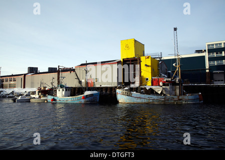 Fishing boats at the harbor of Nuuk city, Greenland Stock Photo