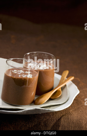 Chocolate,coconut and banana milk shake Stock Photo