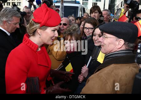 Berlin, Germany. 17th Feb, 2014. Queen Mathilde Welcome of the Belgian royals at Brandenburger Tor and Pariser Platz in Berlin on February 17th, 2014. Credit:  dpa picture alliance/Alamy Live News Stock Photo