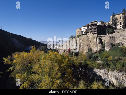 Spain. Cuenca. Hanging Houses in the Huecar Gorge. Stock Photo