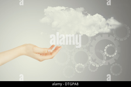 Cloud computing concept - world wide data sharing and communication Stock Photo