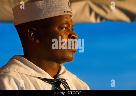 Cruise along the Victoria Falls aboard the ' African Queen'.  Other boats sailing in the Zambezi River. Stock Photo