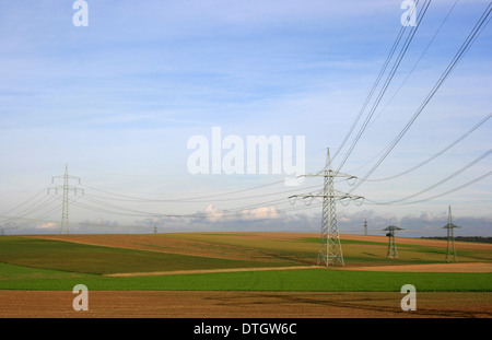 electrical towers in germany - energy revolution Stock Photo