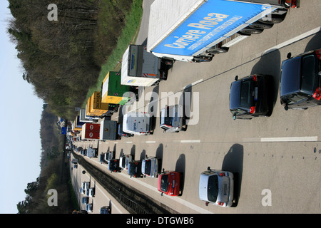 german autobahn - traffic jam Stock Photo