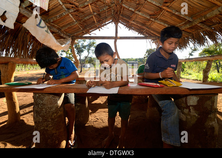 School In A Village Of The Xavantes People Tres Rios Near The