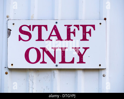 Sign "staff only", staff entrance, Rodney Bay, Saint Lucia, Windward Islands, Lesser Antilles Stock Photo