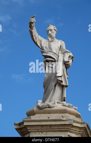 Statue of the Apostle Paul outside the Collegiate Church of St. Paul, Rabat, Malta Stock Photo