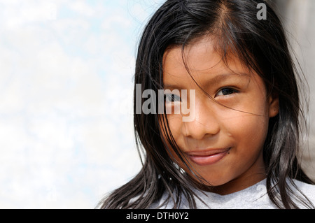 Kuna Indian girl, portrait, Nalunega, San Blas Islands, Panama Stock Photo