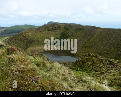 a crater lake at the Azores islands in Portugal Stock Photo