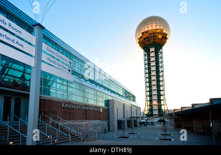 Knoxville Tennessee convention center with the 1982 World Fair Sunsphere in background. Stock Photo