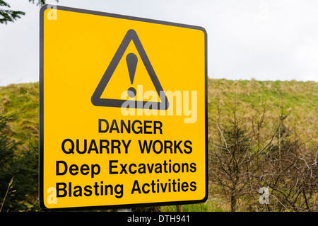 danger deep quarry warning sign at limestone quarry UK Stock Photo ...