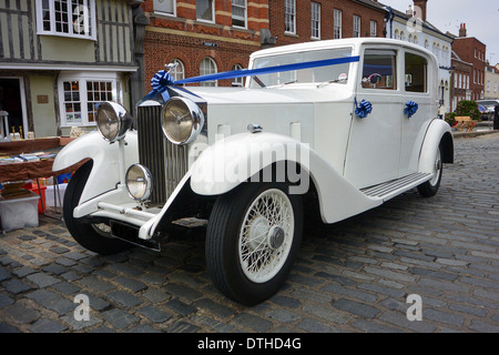 White Vintage Rolls Royce Stock Photo