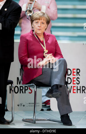 Berlin, Germany. February 18th, 2014. Orden reception of the Federal German carnival and secondments with 'Prince pairs' from the countries by Angela Merkel and ceremony of Carnival at the Chancellery in berlin. /Picture: Chancellor Angela Merkel (CDU). Credit:  Reynaldo Chaib Paganelli/Alamy Live News Stock Photo