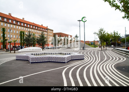 Superkilen is a public park in the Nørrebro district of Copenhagen, Denmark. Stock Photo