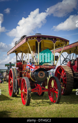 Garrett showman's steam traction engine on public display in Gloucestershire UK Stock Photo