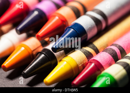Stacked crayons up close. Stock Photo
