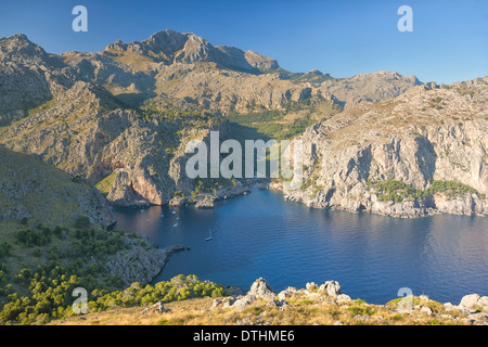 Majorca's northwest coast. Torrent de Pareis and La Calobra coves. Tramuntana mountains. Majorca, Balearic islands, Spain Stock Photo