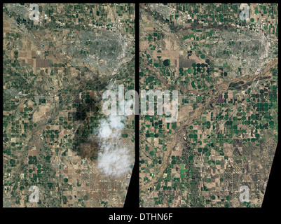 Flooding in Colorado of the South Platte River near Greenley Stock Photo