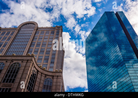 500 Boylston Street and the John Hancock Building in Boston, Massachusetts. Stock Photo