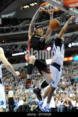 Dallas, TX, USA . 18th Feb, 2014. Miami Heat power forward Chris Andersen #11 during an NBA game between the Miami Heat and the Dallas Mavericks at the American Airlines Center in Dallas, TX Miami defeated Dallas 117-106 Credit:  Cal Sport Media/Alamy Live News Stock Photo