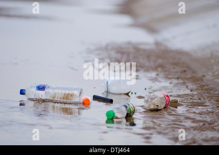 Rubbish on Blackpool Beach Stock Photo