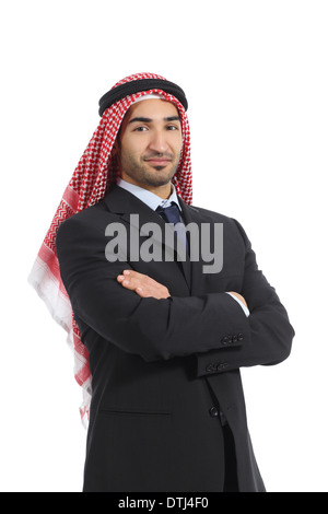 Arab saudi emirates business man posing isolated on a white background Stock Photo
