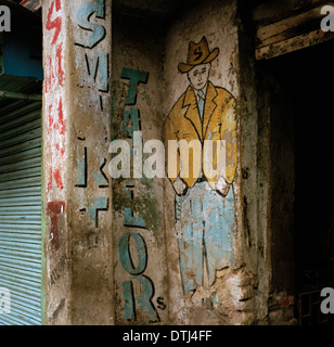 Travel Photography - Tailor in Calcutta Kolkata in West Bengal in India in South Asia. Clothes Fashion Business Occupation Stock Photo