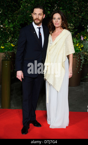 Tom Hardy and Kelly Marcel arrive for the British Academy Film Awards 2014 After Party at the Grosvenor Hotel. Stock Photo