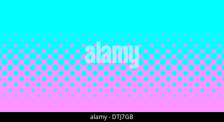 A half tone image with blue dots set against a pink background. Stock Photo