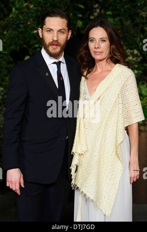 Tom Hardy and Kelly Marcel arrive for the British Academy Film Awards 2014 After Party at the Grosvenor Hotel. Stock Photo