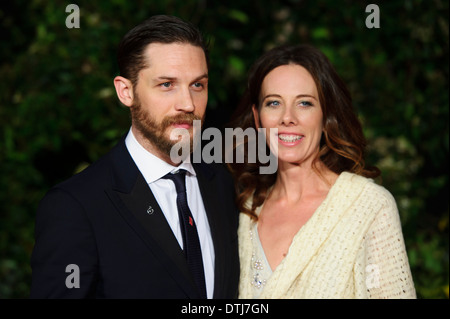 Tom Hardy and Kelly Marcel arrive for the British Academy Film Awards 2014 After Party at the Grosvenor Hotel. Stock Photo