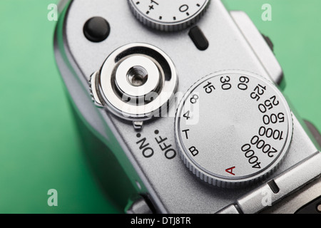 Shutter speed dial on a classical view finder camera Stock Photo