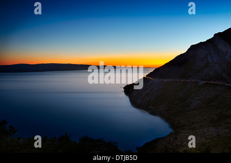 Colorful sunset at Adriatic Sea, Croatia Stock Photo