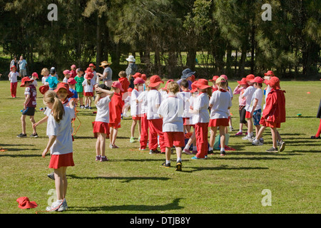 Australian primary school children participating in school sports activities day, Sydney,NSW,Australia Stock Photo