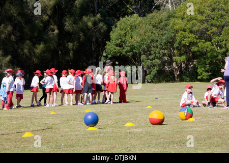 Australian primary school children participating in school sports activities day, Sydney,NSW,Australia Stock Photo