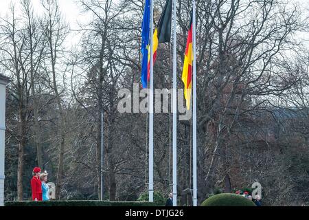 Berlin, Germany. 17th Feb, 2014. German President Joachim Gauck and Daniela Schadt receive their Belgians Majesties King Philippe and Queen Mathilde in the Presidential Palace, Schloss Bellevue in Berlin for a bilateral conversation and lunch. © Goncalo Silva/NurPhoto/ZUMAPRESS.com/Alamy Live News Stock Photo