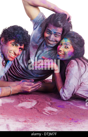 friends celebrating Holi festival Stock Photo