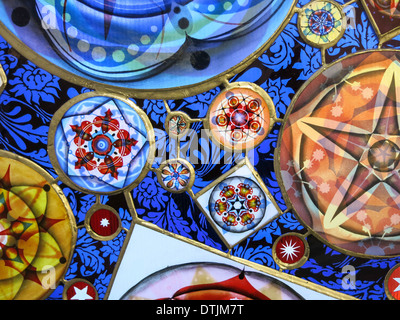 Stained Glass Window Exhibit at the Museum of Arts and Design in Columbus Circle, NYC Stock Photo