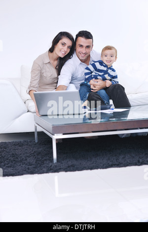 happy young family have fun  at home Stock Photo