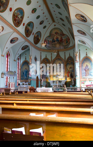 Interior of the St. Ignatius Mission located in St. Ignatius, Montana, USA. Stock Photo