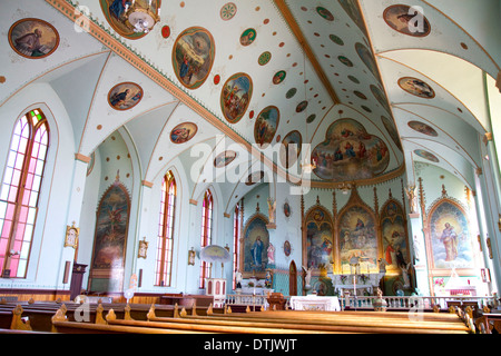 Interior of the St. Ignatius Mission located in St. Ignatius, Montana, USA. Stock Photo