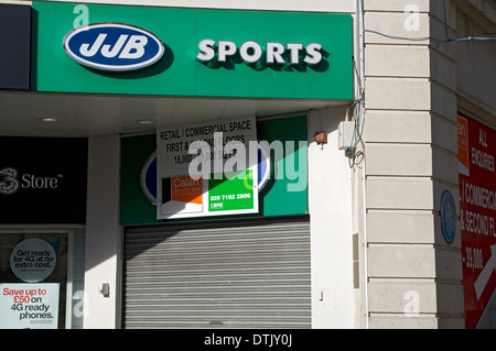 Former JJB Sports shop, Queen Street, Cardiff, Wales. Stock Photo