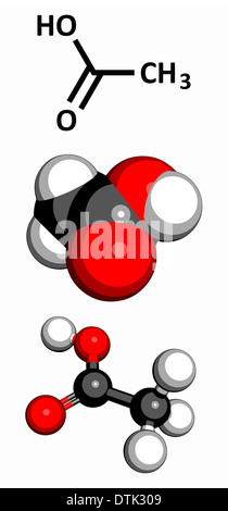 Acetic acid (HOAc) molecule, chemical structure. Stock Photo