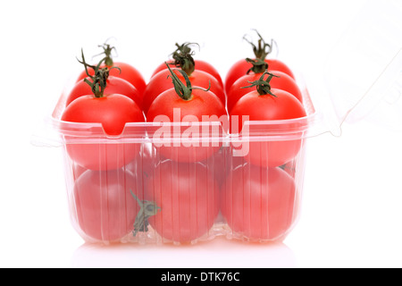 cherry tomatoes in a plastic container Stock Photo