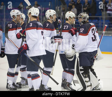 Sochi, Russia. 19th Feb, 2014. 2014 Winter Olympics - Sochi, Russia.Hockey USA vs Czech Republic - Men Credit:  Jeff Cable/ZUMAPRESS.com/Alamy Live News Stock Photo