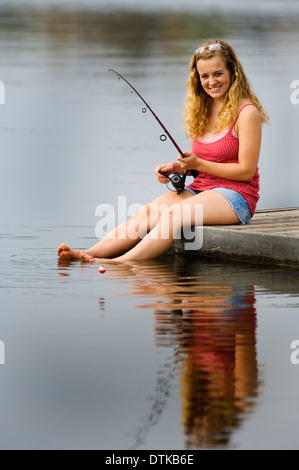 Cute little girl fishing stock photo. Image of dock, enjoying - 32871686