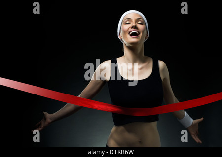 Athlete celebrates victory Stock Photo