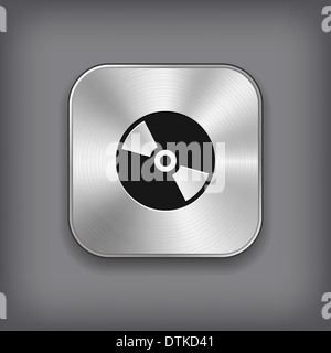 CD or DVD disc icon - metal app button with shadow Stock Photo