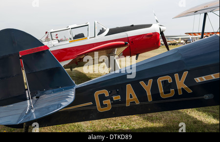 Stampe Biplane in foreground De Havilland Chipmunk behind on show at the 2013 RAF benevolent airshow .Shoreham Sussex UK Stock Photo